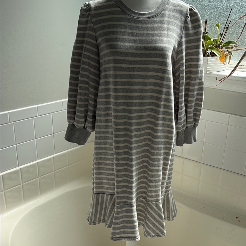 Kate Spade Gray Puff Sleeve Sweater Dress